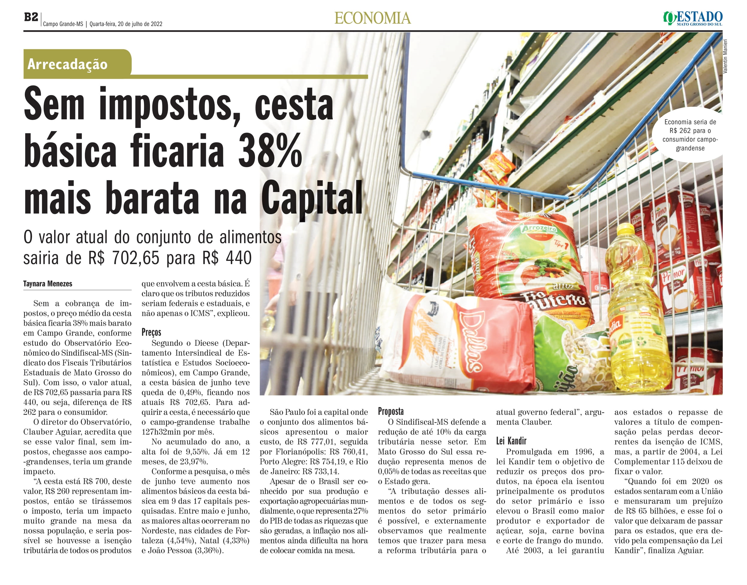 CLIPPING: Sem impostos, cesta básica ficaria 38% mais barata na Capital CLIPPING: Sem impostos, cesta básica ficaria 38% mais barata na Capital
